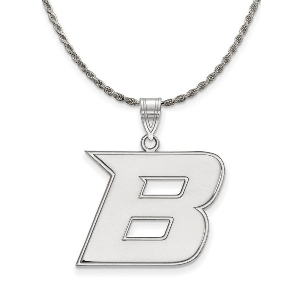 Sterling Silver Boise State Large Initial B Necklace - 26 Inch